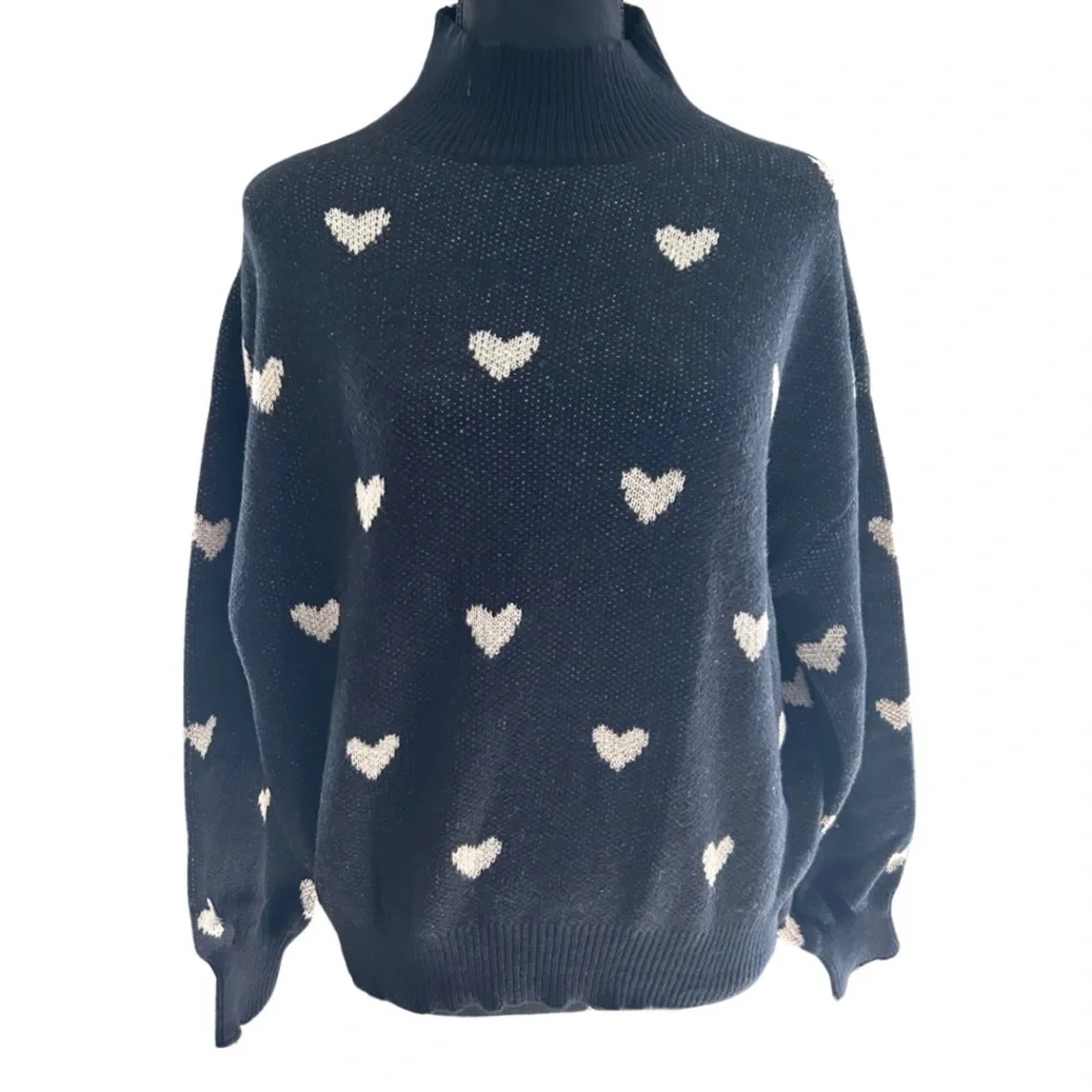 Black and White Heart Sweater - Picture 1 of 5